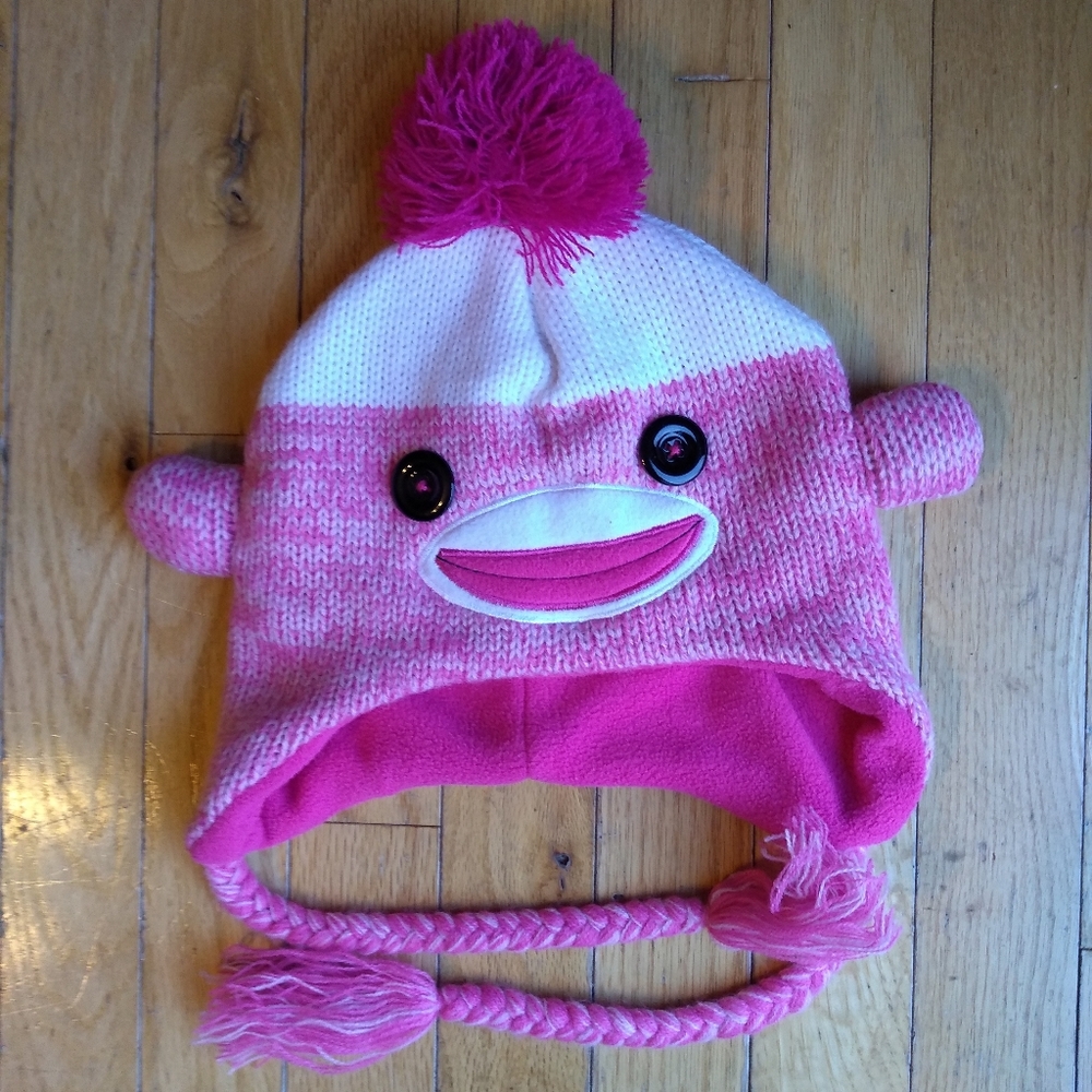 Pink Sock Monkey Beanie
